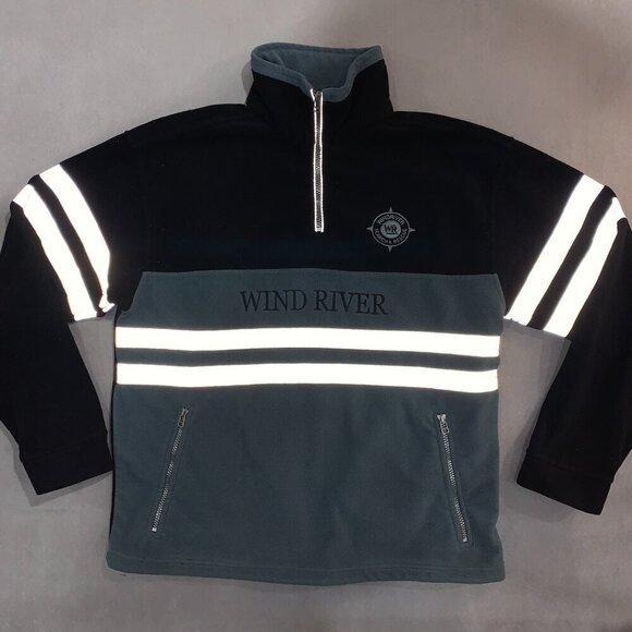 Vintage Wind River Mens Sweater Medium Blue Black 1/4 Zip Fleece Reflective - Picture 4 of 11
